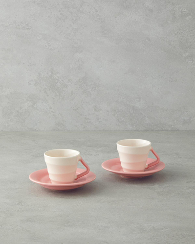 Valora Seramik 4 Parça 2 Kişilik Kahve Fincan Takımı 90 ml Pembe