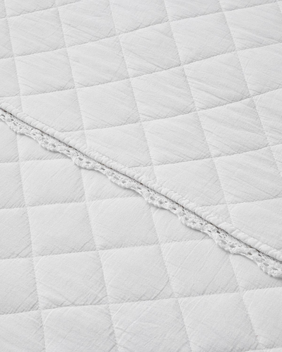 Vintage Diamond Çift Kişilik Yatak Örtüsü Takımı 200x220 cm Beyaz