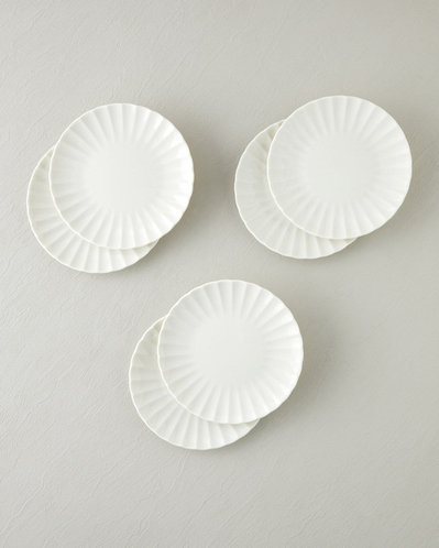 Wave Porselen 6lı Pasta Seti 20 cm Beyaz