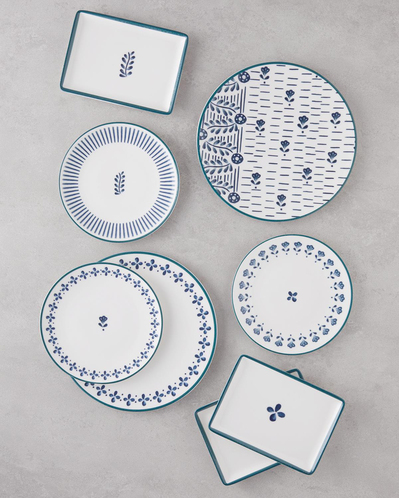 Wells Porselen Kahvaltı ve Sunum Seti 18 Parça 6 Kişilik Mavi