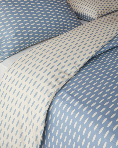 Whisper Dots Pamuklu Çift Kişilik Nevresim Seti 200x220 cm Mavi - Krem