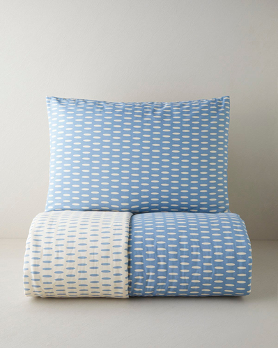Whisper Dots Pamuklu Tek Kişilik Nevresim Seti 160x220 cm Mavi - Krem