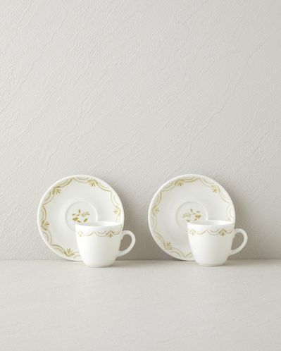 Whispering Bone Porselen 4 Parça 2 Kişilik Kahve Fincan Takımı 90 ml Yeşil