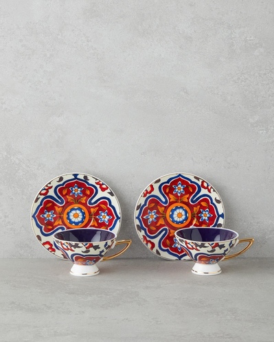 Willow New Bone China 4 Parça 2 Kişilik Kahve Fincan Takımı 90 ml Renkli