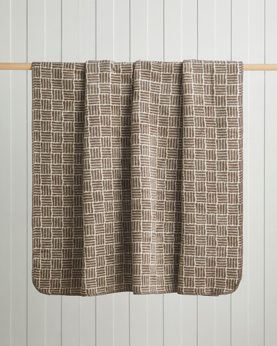 Woven Grid Pamuk Akrilik Tek Kişilik Battaniye 150x200 cm Kahverengi