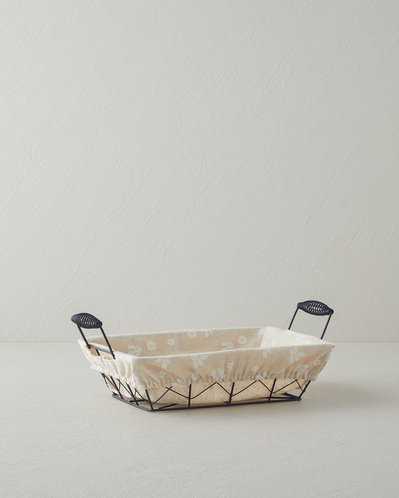 Woven Metal Ekmek Sepeti Krem