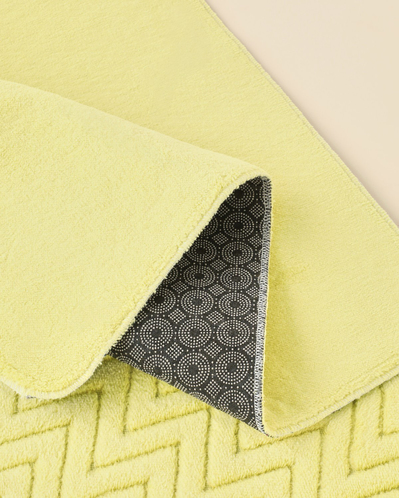 Zigzag Line Kaydırmaz Taban Banyo Paspası Seti 60x100 cm + 50x60 cm Limon Yeşili