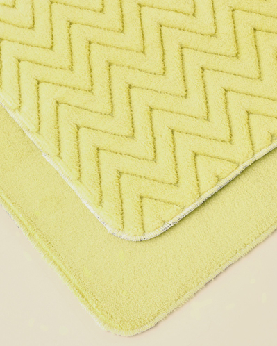 Zigzag Line Kaydırmaz Taban Banyo Paspası Seti 60x100 cm + 50x60 cm Limon Yeşili