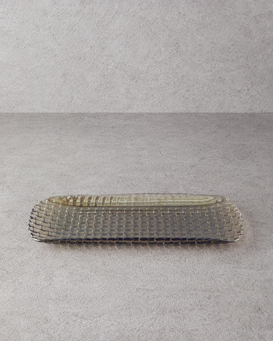 Alvin Cam Kayık Tabak 40x18 cm Antrasit
