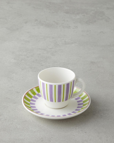 Arian Bone Porselen 4 Parça 2 Kişilik Kahve Fincan Takımı 90 ml Yeşil-mor