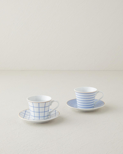 Ashley Porselen Kahve Fincan Takımı 4 Parça 2 Kişilik Mavi