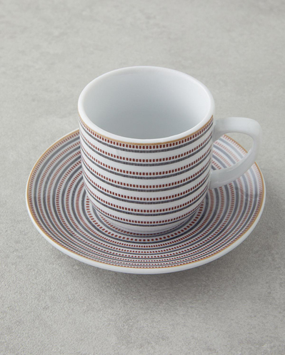 Ashley Porselen Kahve Fincan Takımı 4 Parça 2 Kişilik Siyah-Bordo