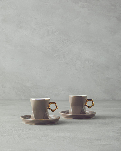 Axel New Bone China Kahve Fincan Takımı 4 Parça 2 Kişilik Vizon
