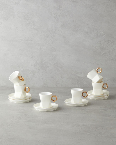 Axel New Bone China Kahve Fincan Takımı 12 Parça 6 KişilikBeyaz
