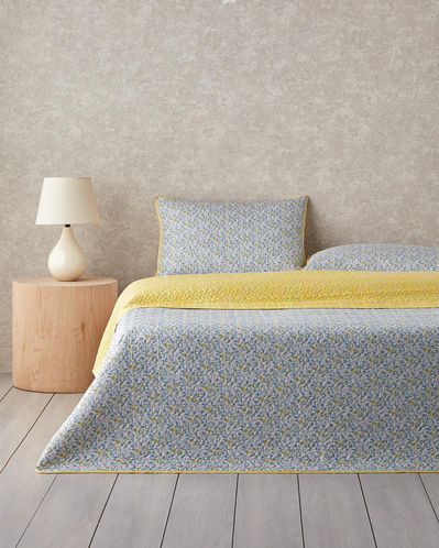 Azure Bloom Çok Amaçlı Tek Kişilik Yatak Örtüsü Takımı 160x220 cm Sarı