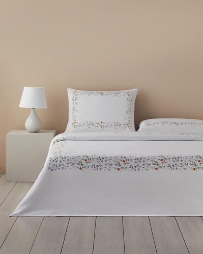 Belleza Krep Super King Plus Nevresim Takımı 260X240 cm Mavi-Turuncu