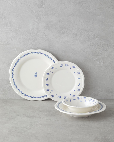 Belleza Porselen Yemek Takımı 24 Parça 6 Kişilik Mavi-Beyaz
