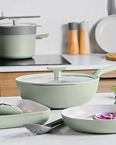 Berghoff Leo Balance Sage Kapaklı Seramik Wok Tava Ada Çayı Yeşili