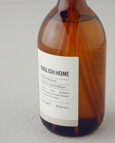 Beyaz Çiçekler Çubuklu Oda Kokusu Refill 300 ml - Yeniden Doldurulabilir