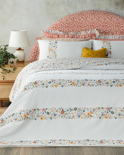 Bloomy Lines Pamuklu Çift Kişilik Nevresim Seti Sarı