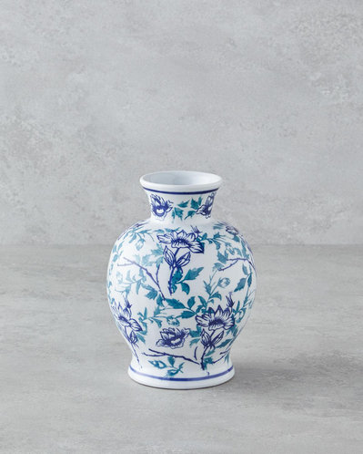 Blue Blanc Porselen Vazo 22 cm Mavi-Beyaz