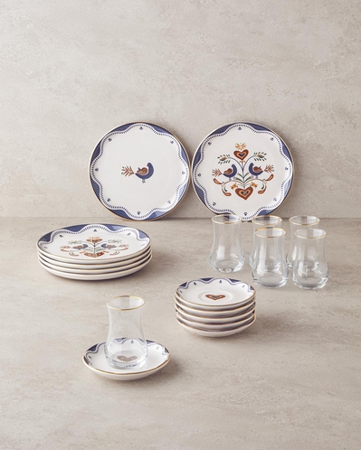 Blue Vista Seramik Pasta Seti 18 Parça 6 Kişilik Lacivert
