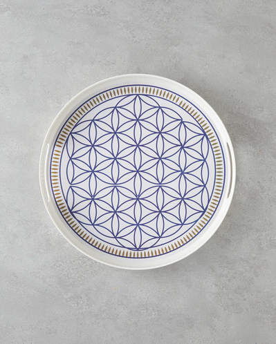 Bluewaves Melamin Tepsi 35 cm Beyaz - Mavi