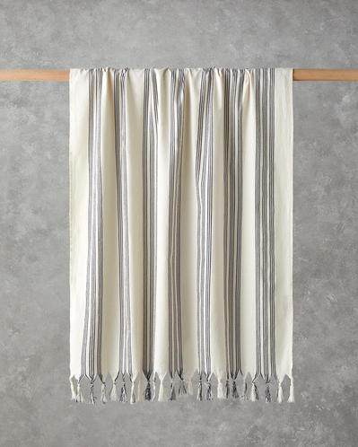 Bohem Line Pamuklu Peştamal 90x150 cm Açık Bej-Koyu Lacivert