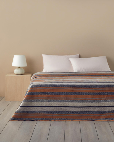 Bold Stripe Akrilik Tek Kişilik Battaniye 150x200 cm Antrasit