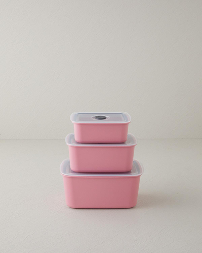 Calvina Plastik 3 Parça Saklama Kabı 450 x 950 x 1800 ml Pembe