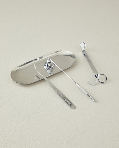 Candle Care 4lü Metal Mum Bakım Seti Silver