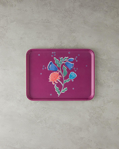 Carnival Posy Melamin Kaydırmaz Tepsi 27x36 cm Fuşya