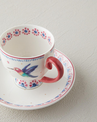 Carnival Sparrow New Bone China Kahve Fincan Takımı 4 Parça 2 Kişilik Fuşya