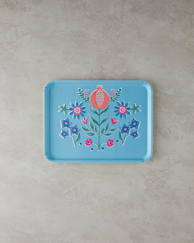 Carnival Tulip Melamin Kaydırmaz Tepsi 27x36 cm Mavi