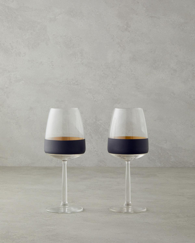 Chanson Cam 2li Kadeh 430 ml Siyah-Gold