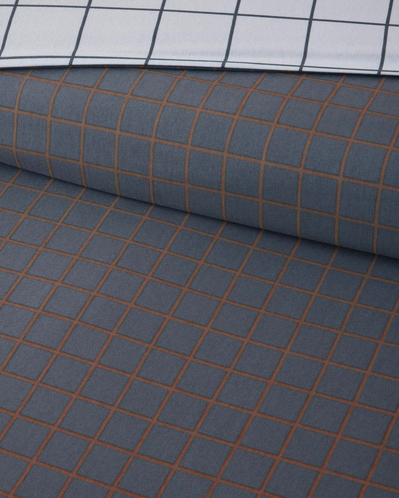 Checkmate Kolay Ütülenir Tek Kişilik Nevresim Seti 160x220 cm Lacivert- Terracotta