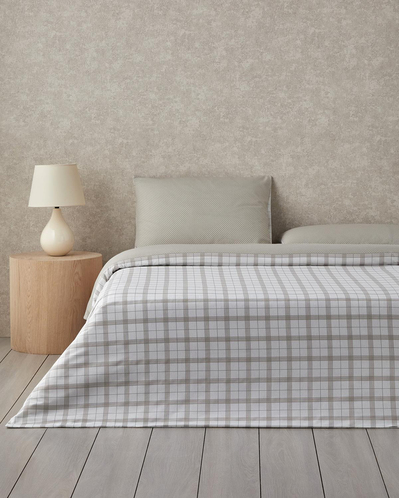 Chic Check Kolay Ütülenir Tek Kişilik Nevresim Takımı 160x220 cm Bej