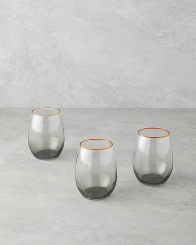 Citrus Cam 3lü Bardak 350 ml Amber-Yeşil