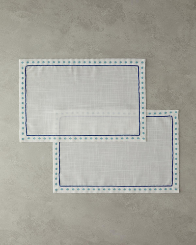 Arzu Sabancı Bounce Polyester 2li Amerikan Servis 30x45 cm Krem - Mavi
