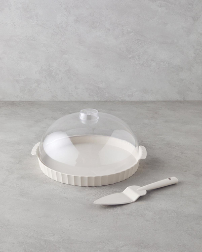 Colessa PP-Kristal Kapaklı Kek Fanusu 35 cm Krem
