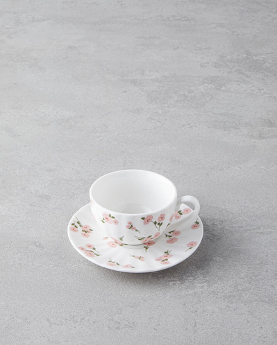 Cordelia New Bone China 4 Parça 2 Kişilik Kahve Fincan Takımı 90 ml Beyaz - Pembe