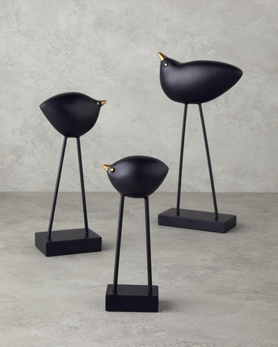 Cute Birds Polyresin Biblo Siyah