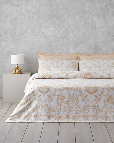 Dainty Bird Pamuk Saten King Size Nevresim Takımı 240x220 cm Gold