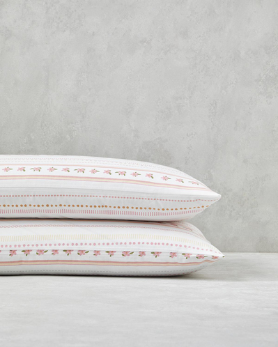 Daisy Stripes Kolay Ütülenir 2li Yastık Kılıfı 50x70 cm Pembe