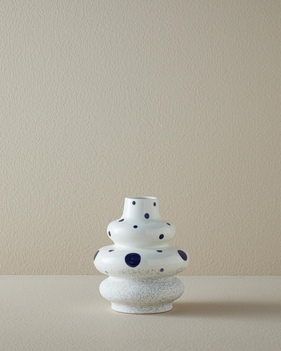 Dotsy Stoneware Vazo Beyaz