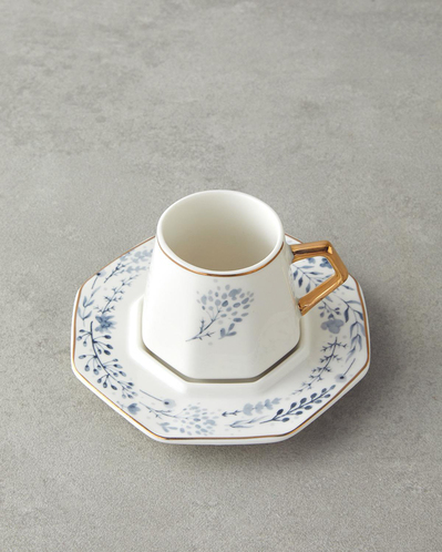 Dreampetal New Bone China 12 Parça 6 Kişilik Kahve Fincan Takımı 80 ml Mavi