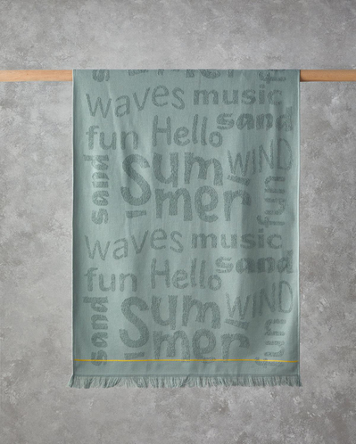 Dynamic Word Pamuklu Plaj Havlusu 70x140 cm Sage