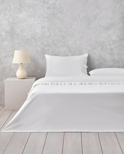 Elegance Chic Fırfırlı Kopanakili King Size Nevresim Takımı 240x220 cm Beyaz