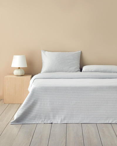 Elegant İpliği Boyalı Çift Kişilik Nevresim Takımı Gümüş