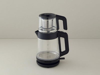 English Home CMK 6001 Cam Çay Makinesi ve Kettle Siyah